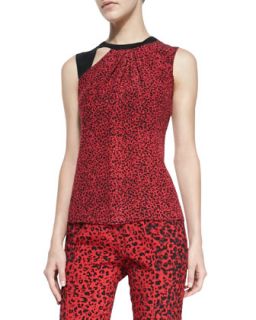 Womens Time Out Printed Sleeveless Top   Nanette Lepore   Black/Scarlet (10)