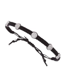 Pave Nailhead Studded Braided Bracelet, Black   Tai   Black