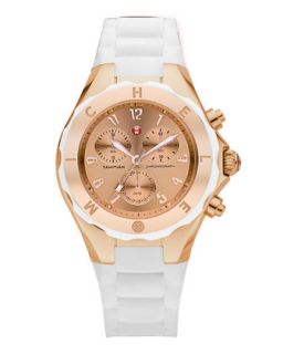 Tahitian Large Jelly Bean Chronograph, White/Rose Gold   MICHELE   Rose gold