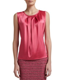 Womens Liquid Satin Shell with Front Pleat, Haute Pink   St. John Collection  
