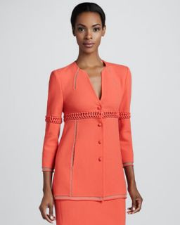 Womens Wool Crepe Jacket, Coral   Ralph Rucci   Coral (8)