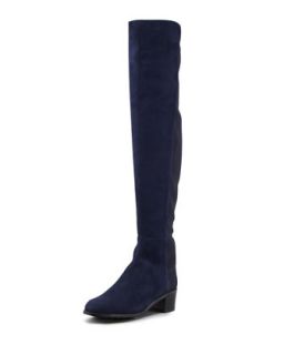 Reserve Suede Stretch Over the Knee Boot, Nice Blue   Stuart Weitzman   Nice