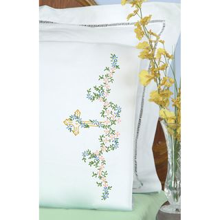 Stamped Pillowcases With White Perle Edge 2/pkg cross