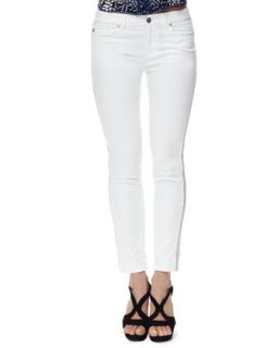 Womens Zipper Side Cropped Jeans   Alexander McQueen   White (42/8)