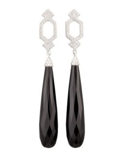 Long Diamond Crossover Earrings with Black Onyx Drop   Ivanka Trump   Black/Onyx
