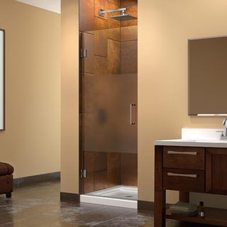 Dreamline Unidoor 29 In. W X 72 In. H Frameless Hinged Shower Door, Half Frosted Glass