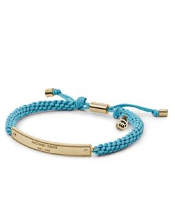 Macrame Logo Bar Bracelet, Golden/Turquoise   Michael Kors   Gold/Turquoise