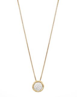 Bamboo 18k Gold Pave Diamond Small Round Pendant Necklace   John Hardy   Gold