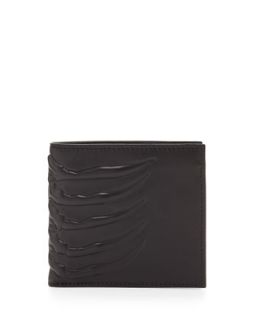 Mens Ribcage Embossed Bi Fold Wallet   Alexander McQueen   Black