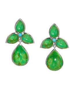 Mariposa Drop Earrings, Green Turquoise   Elizabeth Showers   Green