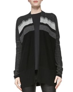 Womens Variegated Marble Print Oversized Cardigan   Vince   Black (SMALL)