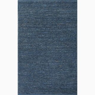 Handmade Solid Pattern Blue Jute Rug (5 X 8)