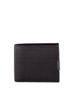 Mens Polo Micro Embossed Bi Fold Wallet, Black   Bottega Veneta   Black