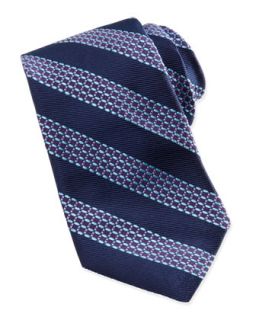 Mens Beaded Stripe Jacquard Tie, Navy/Aqua   Robert Graham   Navy