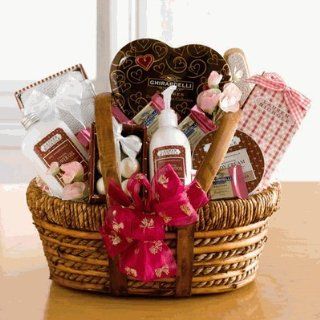 Think Pink Luxury Spa and Chocolate Basket Valentine's Idea for Her Birthday Gift Idea for Her  Gourmet Chocolate Gifts  Grocery & Gourmet Food