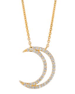 18k Yellow Gold Small Moon Pendant Necklace   A Link   Yellow (18k )