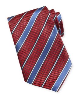 Mens Textured Satin Striped Tie, Red   Ermenegildo Zegna   Red