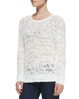 Womens Kaitlyn Crewneck Crochet Sweater   Rag & Bone   White (SMALL)