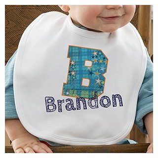 Personalized Boys Baby Bib   His Name & Initial Clothing
