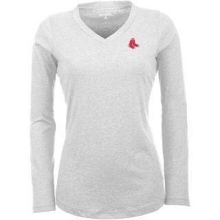 Antigua Boston Red Sox Womens Flip Long Sleeve V neck T Shirt   Size Large,