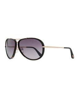 Cyrille Aviator Sunglasses, Rose Golden/Black   Tom Ford   Black/Rose gold