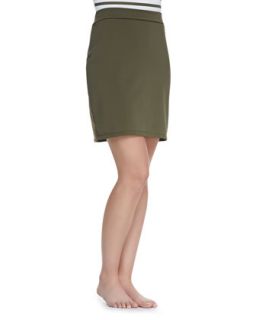 Womens UPF 50 Active Slim Above Knee Coverup Skirt   Parasol   Olive (X SMALL)