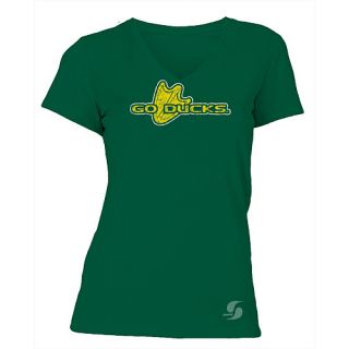 SOFFE Womens Oregon Ducks No Sweat V Neck Short Sleeve T Shirt   Size L, Dk.