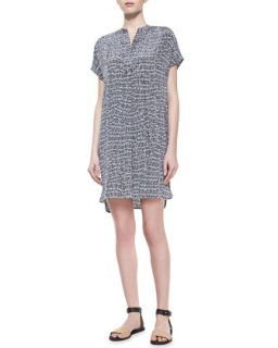 Womens Static Print Silk Short Dress, Gray   Vince   Grey combo (MEDIUM)