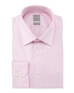 Mens Solid Textured Dress Shirt, Blush Pink   Ike Behar   Red (17 1/2 XL)