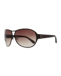 Metal Shield Sunglasses with Tortoise Arms, Brown   Marc by Marc Jacobs   Brown