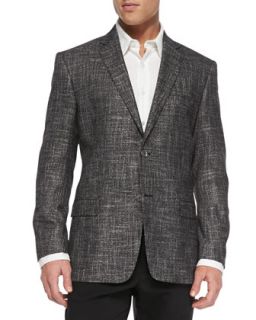 Mens City Fit Two Button Woven Jacket, Gray   Versace   Grey (52)