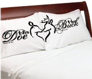 Her Buck His Doe Couples Pillow Cases Personalized Romantic Gifts, Anniversary, Engagement, Wedding, Valentines Day or Christmas Romantic  