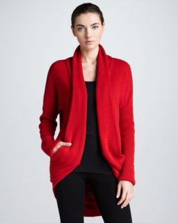 Womens Mid Weight Cashmere Cocoon Jacket, Red   Donna Karan   Lipstick red