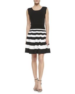 Womens Stripe Skirt Knit A Line Dress   Milly   Black/White (PETITE)