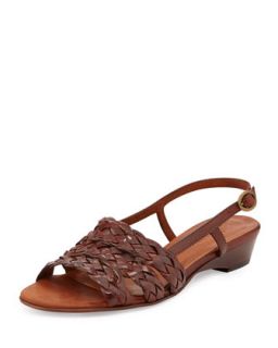 Ginny Woven Leather Slingback Sandal, Guoio   Sesto Meucci   Cuoio (38.5C/8.5C)