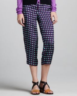 Womens Grid Print Cropped Pants, Violet   Marni   Violet (42/8)