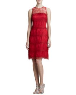 Womens Illusion Lace Cocktail Dress   Kay Unger New York   Red (4)