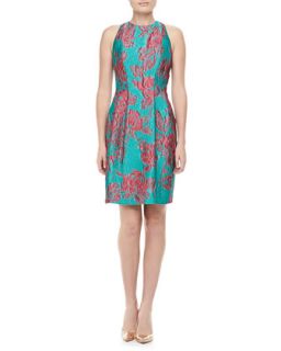 Womens Sleeveless Floral Cocktail Dress   Kay Unger New York   Teal multi (12)