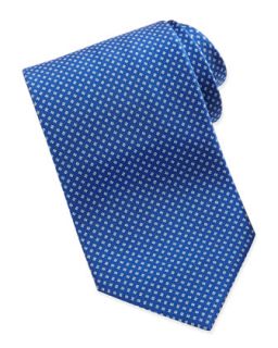 Mens Micro Check Pattern Silk Tie, Blue   Brioni   Blue
