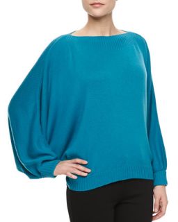 Womens Dolman Sleeve Cashmere Sweater, Aquamarine   Lafayette 148 New York  