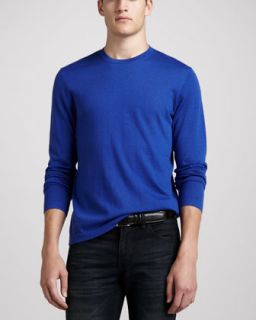 Mens Superfine Cashmere Crewneck Sweater, Blue   Blue (X LARGE)