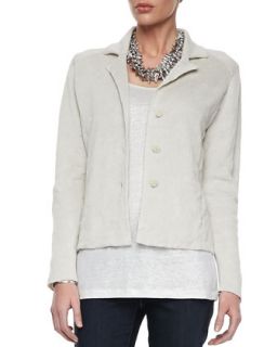 Metallic Zipper Cuff Jacket, Womens   Eileen Fisher   Bone (3X (22/24))