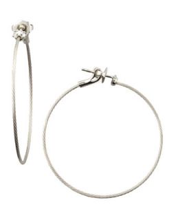 18k White Gold Diamond Cluster Hoop Earrings, 40mm   Paul Morelli   White (18k ,