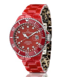 ToyMrHyde Two Tone Plasteramic Watch, Leopard/Red   Toy Watch   Red