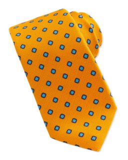 Mens Squares Fivefold Silk Tie, Orange   Isaia   Orange