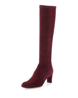 Chicboot Stretch Suede Boot, Bordeaux (Made to Order)   Stuart Weitzman  
