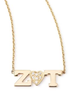 Personalized Two Letter Diamond Heart Necklace   Zoe Chicco   Gold