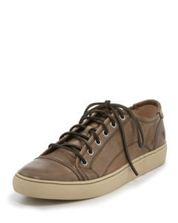 Mens Justin Leather Low Top Sneaker, Putty   Frye   Putty (7.0D)
