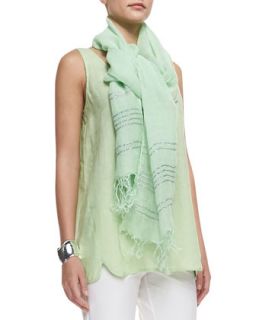 Sequined Stripe Linen Scarf   Eileen Fisher   Pale leaf (ONE SIZE)