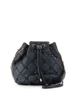 Empress Stud Quilted Faux Leather Bucket Bag, Marine   Deux Lux